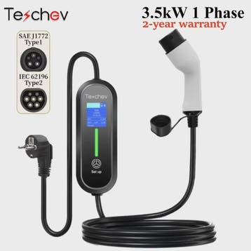 Draagbare EV Oplader Wallbox 16A Type 1 & Type 2 Kabel met S, Verzenden, Nieuw