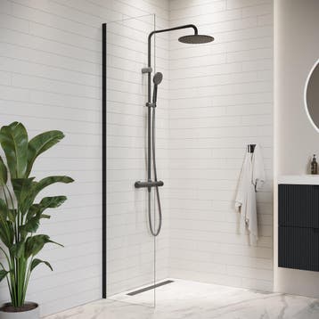 Douchewand Florida 40 x 200 cm Zwart – Inloopdouche 8 mm, Verzenden, Nieuw, Douche