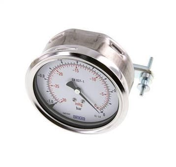 -1..0 Bar (-15..0 psi) Paneelmontage Manometer Staal/Brons, Verzenden, Nieuw