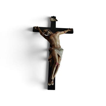 Crucifix - Papier-maché - 1750-1800 - Christus in cartapesta, Antiek en Kunst