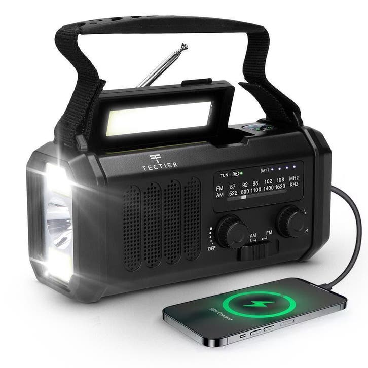 Noodradio Solar Dynamo 10000 mAh Powerbank Zaklamp, Audio, Tv en Foto, Radio's, Radio, Nieuw, Verzenden