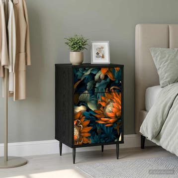 vidaXL Nachtkastje LOCHEM Zwart eiken 36 x 33 x 61 cm, Minder dan 45 cm, Verzenden, Nieuw, 55 tot 70 cm