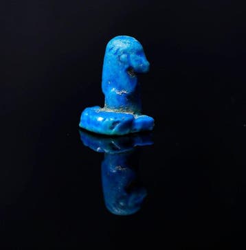 Oud-Egypte, zeldzaam geglazuurd blauw faience-spelteken -