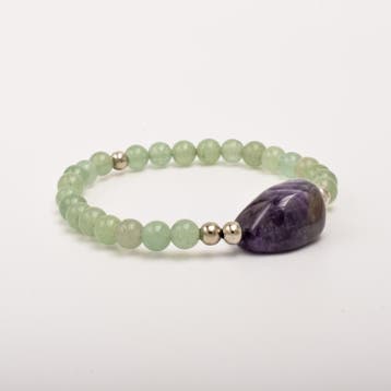 1 x Edelsteen Jade kralenarmband groen/zilver – elastisch, Hobby en Vrije tijd, Kralen en Sieraden maken, Ophalen of Verzenden