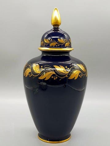 Alka Bavaria Viktoria Deckelvase Cobalt Blau Gold –