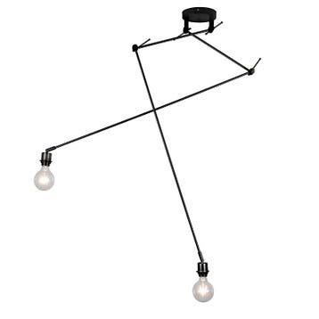 Moderne hanglamp zwart zonder kap 2-lichts - Blitz, Verzenden, Nieuw, Modern