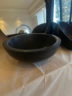 Hardstenen waskom Ø40 cm – massief natuursteen, 15 cm hoog, Nieuw, Minder dan 50 cm, Wasbak of Wastafel