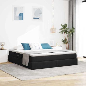 vidaXL Opbergbed met matras met matras Zwart 200 x 200 cm, Verzenden, Nieuw, Tweepersoons, Zwart