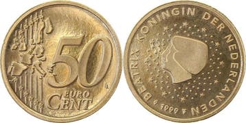 Probe 50 Cent 1999 Nederland 7,6g ohne Riffel gepraegt Pp, Verzenden