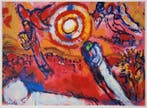 Marc Chagall (1887-1985) - Amoureux au paysage rouge, Antiek en Kunst