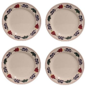 Boerenbont plat Lunchbord 24cm set van 4 stuks (Huishouden), Verzenden, Nieuw, Overige materialen