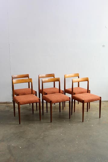 6x eetkamerstoelen Lübke, jaren 60, Nieuw