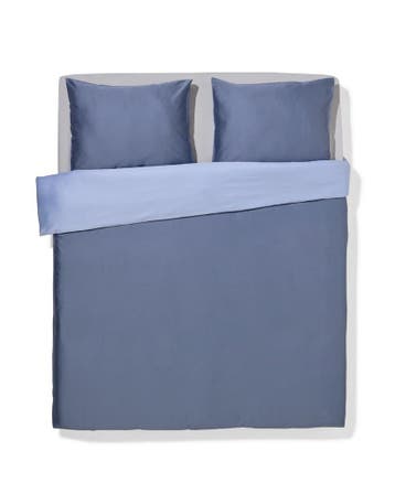 HEMA Dekbedovertrek 200x200/220cm hotel katoen satijn blauw, Verzenden, Nieuw