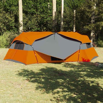 vidaXL Binnentent 8-persoons Grijs en Oranje taft, Caravans en Kamperen, Verzenden, Nieuw, Tot en met 2