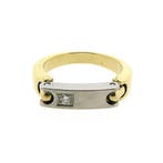 Pequignet bicolor gouden ring met staal en diamant; 0,06 ct., Sieraden, Tassen en Uiterlijk, Gebruikt, Overige kleuren, Ophalen of Verzenden