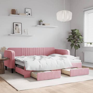 vidaXL Slaapbank met onderschuifbed en lades 80x200 cm, Eenpersoons, Verzenden, Nieuw, 80 cm