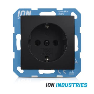 ION INDUSTRIES - Wandcontactdoos E1 mat zwart - met, Verzenden, Nieuw, Overige fittingen