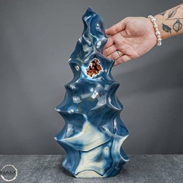 Indrukwekkende orka-achat-sculptuur uit Madagaskar – Zwaar