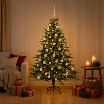 vidaXL Kunstkerstboom met kerstbal 150 cm 150 LEDs Warmwit, Verzenden, Nieuw