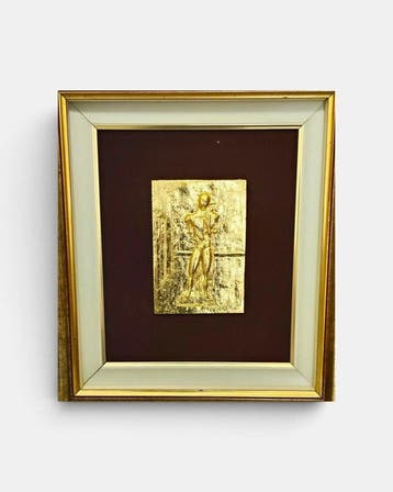 Reliëf, Manichino after De Chirico - 56 cm - bladgoud, Antiek en Kunst