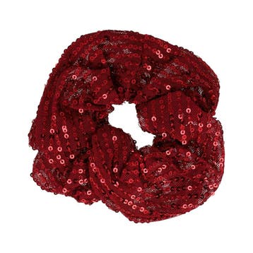 Haarelastiek Scrunchie – Glitter Stof – Pailletten – Rood, Nieuw