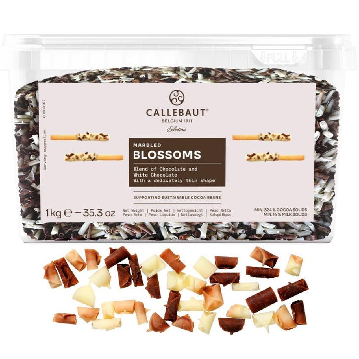 Callebaut Chocoladekrullen Klein Wit en Puur 1kg, Hobby en Vrije tijd, Taarten en Cupcakes maken, Nieuw, Verzenden
