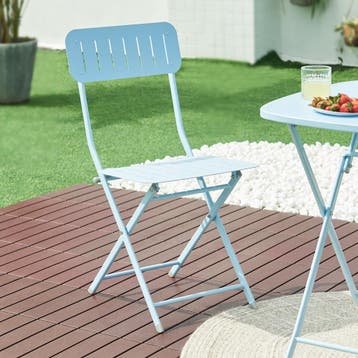 Klapstoel Sande set van 2 tuinstoelen 84,5x42x50 cm lichtbla, Verzenden, Nieuw