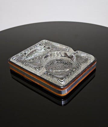 Kosta Boda - Asbak - Glas, Leder, Aluminium - Pijp- of