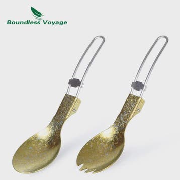 Titanium Camping Bestek Set - Opvouwbaar Lepel, Vork, Spork, Verzenden, Nieuw
