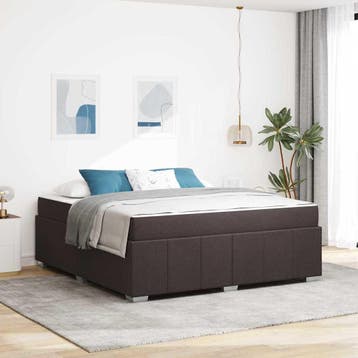 vidaXL Bedframe met matras Donkerbruin 180 x 200 cm Stof, Verzenden, Nieuw, Bruin, Stof