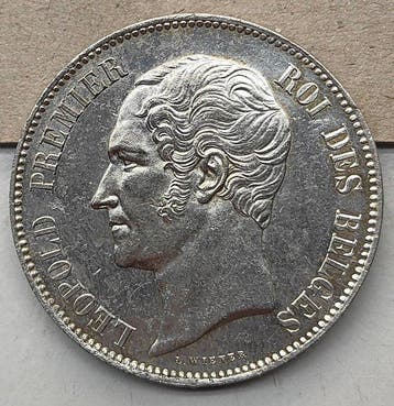 België. Leopold I. 5 Francs 1853, Postzegels en Munten
