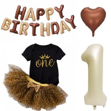 3-delig luxe 1e verjaardag setje One lila, goud en ivoor, Jurkje of Rokje, Nieuw, Sweet-one, Verzenden