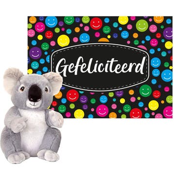 Keel Toys cadeaukaart Gefeliciteerd - koala knuffel - 26 cm, Verzenden, Nieuw