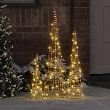 vidaXL Kerstboom 3 st 90 LEDs Warmwit 20 x 20 x 80 cm PET, Diversen, Verzenden, Nieuw