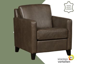 Leren fauteuil Smart - Granada Ash (grijs/bruin) - Poten, Nieuw, Ophalen of Verzenden, Bohemian, Eigentijds, Modern, Retro, 50 tot 75 cm