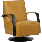 Leren draaifauteuil Mood - Granada Amber (cognac) -, Huis en Inrichting, Fauteuils, Nieuw, Ophalen of Verzenden, 50 tot 75 cm