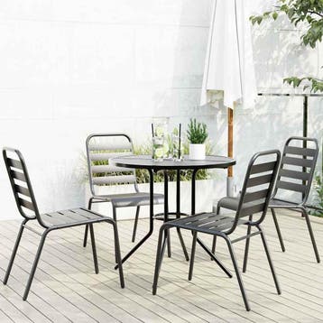 vidaXL 5-delige Tuinset stapelbaar gepoedercoat staal, 4 zitplaatsen, Verzenden, Nieuw, Rvs
