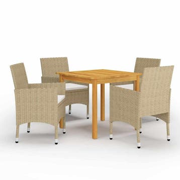 vidaXL 5-delige Tuinset beige, 4 zitplaatsen, Nieuw, Tuinset, Verzenden