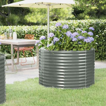 vidaXL Plantenbak 100x100x68 cm gegalvaniseerd staal grijs, 100 cm of meer, Verzenden, Nieuw, Metaal