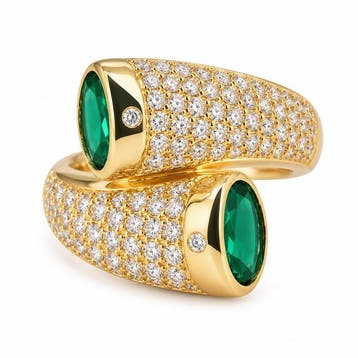 Zonder minimumprijs - Ring Verguld Smaragd - Diamant -, Nieuw