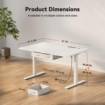 Zit sta bureau - Elektrisch - Verstelbaar - 119x80 cm - Wit, Verzenden, Zo goed als nieuw