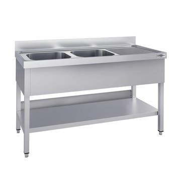 GGM Gastro | RVS spoeltafel ECO - 1600x700mm - met onderblad, Verzenden, Nieuw in verpakking, RVS Meubilair