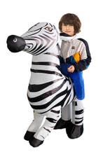 KIMU® Opblaas Kostuum Kinderen Rijdend op Zebra Opblaasbaar, Kinderen en Baby's, Carnavalskleding en Verkleedspullen, Ophalen of Verzenden