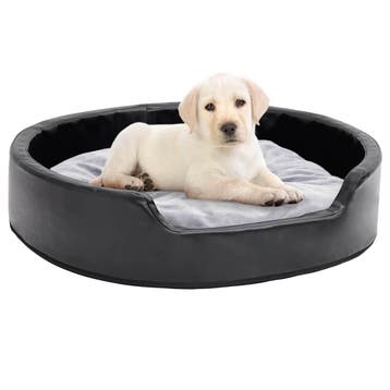 vidaXL Hondenmand 79x70x19 cm pluche en kunstleer zwart en, Dieren en Toebehoren, Verzenden, Nieuw