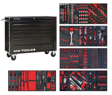 Gevulde brede, zwarte gereedschapswagen XL 514-delig MW Tool, Ophalen of Verzenden, Nieuw