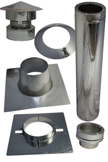Complete dakdoorvoer-set houtkachel 80/130 mm voor plat d..., Ophalen of Verzenden, Nieuw