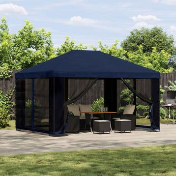 vidaXL Paviljoen 4 × 3 m Blauw Polyester en staal 190 gsm, Verzenden, Nieuw