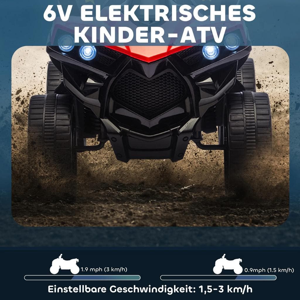 thumbnail: COSTWAY Elektrische Kinderquad 6V Zwart - Met LED Koplampen, Muziek, Opbergmand & Vooruit/Achteruit - Veilige ATV Voor Kinderen Vanaf 2 Jaar