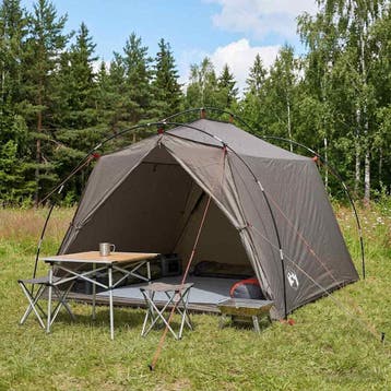 vidaXL Tunneltent 2-persoons Bruin en Grijs, Verzenden, Nieuw, Tot en met 2