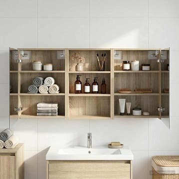vidaXL Badkamerkastenset 3 pcs 126 x 16 x 62.5 cm Bewerkt, Verzenden, Nieuw